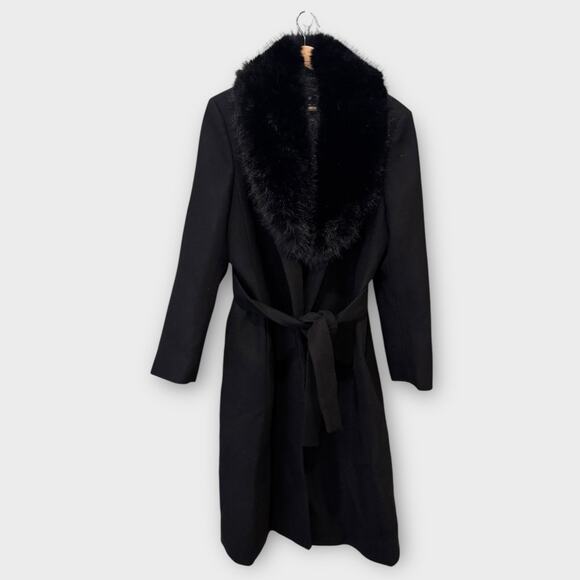 MANGO Manteco Wool Blend Coat with Removable Faux Fur Collar Size US/XL - Picture 7 of 16